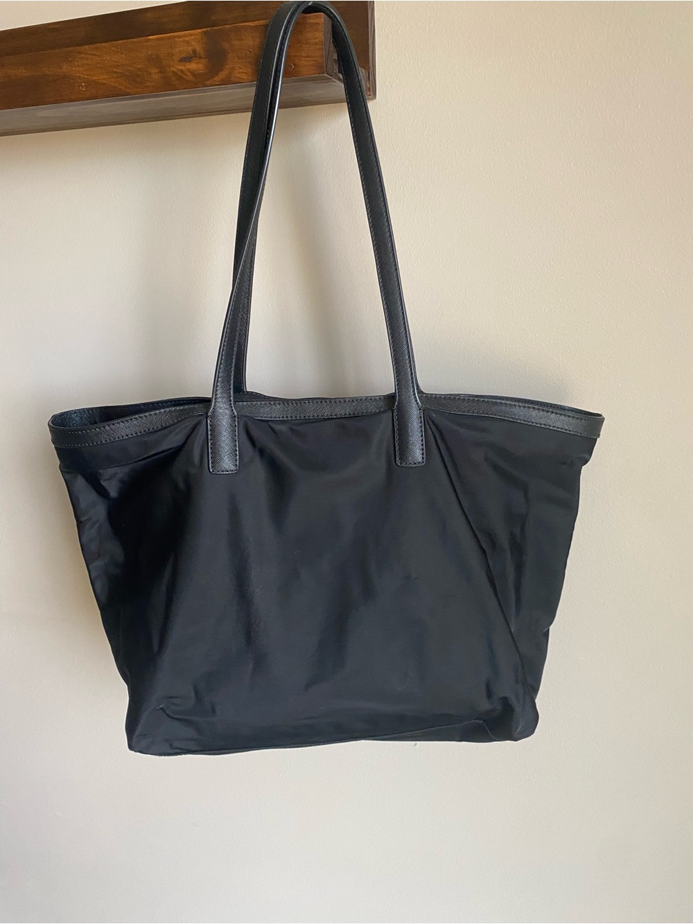 Tory Burch EUC Black Nylon Logo Tote - Picture 3 of 16